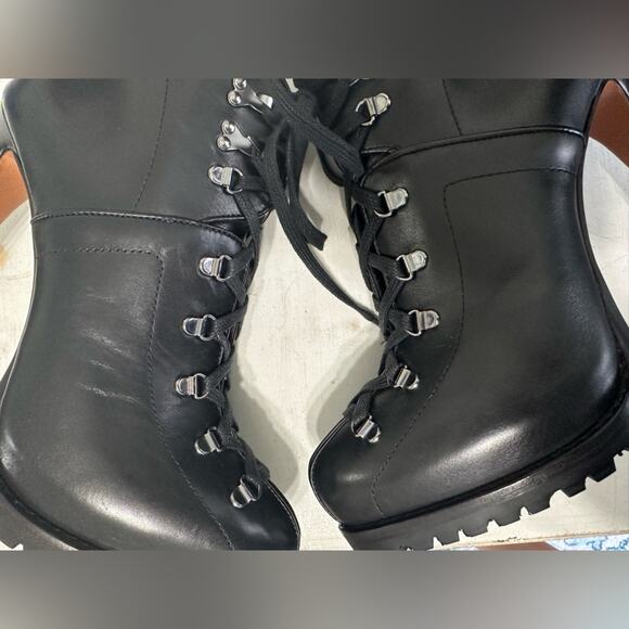 Alaïa Black Leather Hiker Boots EU 38 Trek Ankle Stiletto Lace up - Picture 11 of 16